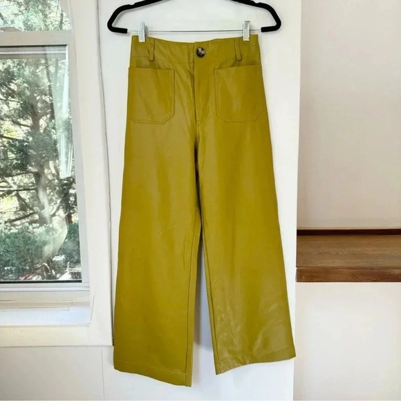 New Anthropologie The Colette Cropped Wide Leg Pants Maeve Faux Leather 30 - Picture 11 of 12